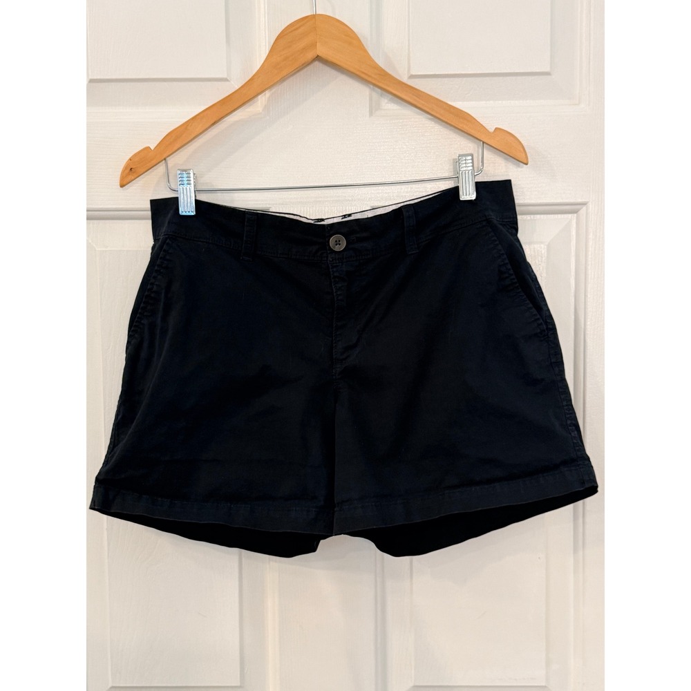 Old Navy Womens Everyday Shorts Black Mid Rise Chino Cotton Stretch Size 10